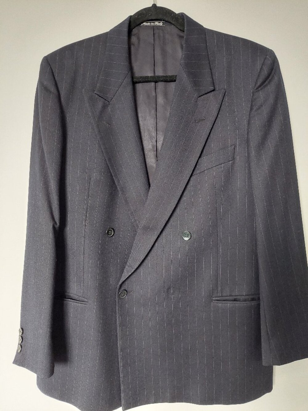 Paolo da Barberino Men's 43R Wool Blazer Italy Double-breasted Pinstripes Coral